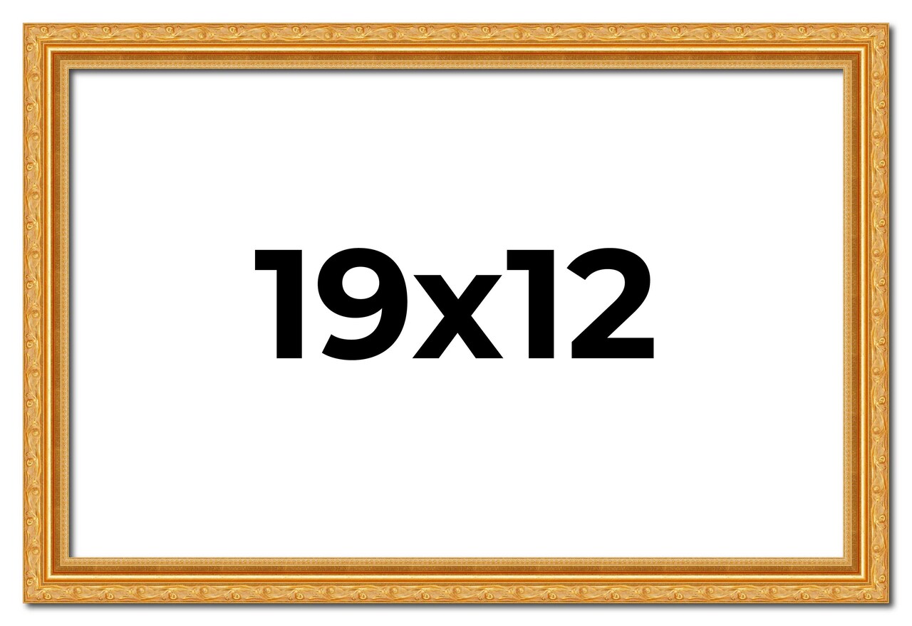 19x12 Solid Wood Antique Picture Frame with UV-Resistant Acrylic & Acid-Free Backing, Available in 4 Finishes: Bronze, Gold, Silver, and Gold with Black